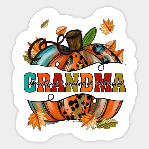 Thankful Grandma Pumpkin Leopard Sticker by celestewilliey